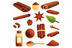 Cinnamon icons set, cartoon style Product Image 1