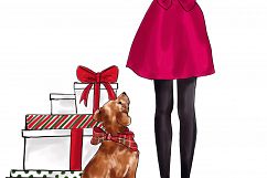Fashion illustration - Christmas Girl 7 - Redhead Product Image 3