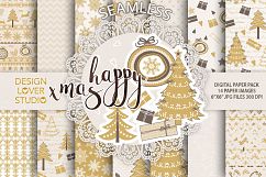 Gold christmas digital papers pack Product Image 1
