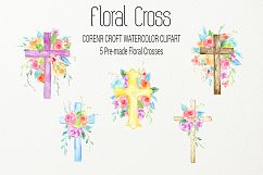 Watercolor clipart floral cross Product Image 5