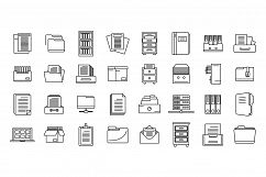 Office storage of documents icons set, outline style Product Image 1