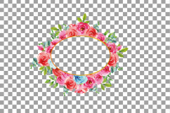 Boho pink and blue floral frames watercolor clip art pack Product Image 17