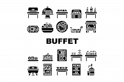 Buffet Food And Drinks Collection Icons Set Vector Product Image 1