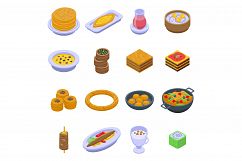 Turkish food icons set, isometric style Product Image 1