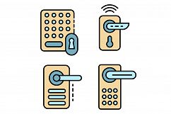Wireless door lock icons set vector flat Product Image 1