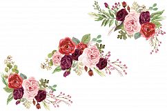 Watercolor Marsala Roses &amp; Foliage Product Image 4