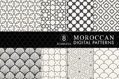 8 Seamless Moroccan Patterns - Ivory &amp; Dark Gray Product Image 1