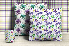 Watercolor  Mardi Gras seamless digital paper pack Product Image 5