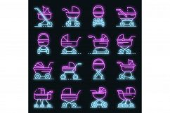 Pram icons set vector neon Product Image 1