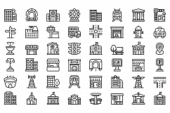 City infrastructure icons set, outline style Product Image 1