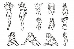Set of elegant femininity woman silhouettes Product Image 2