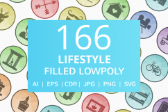 166 Lifestyle Filled Low Poly Icons Product Image 1