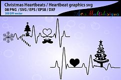 christmas heartbeat graphics and illustration, christmas svg Product Image 2