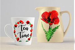 Poppy flowers watercolor set. Product Image 5