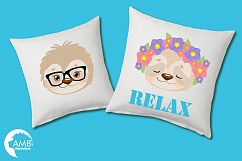 Sleepy Sloths clipart, Emoji sloth, sloth faces graphics, illustrations AMB-2203 Product Image 5