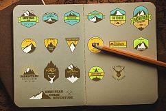 18 Vintage Mountain Badges Product Image 1