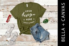 Olive Bella Canvas 3001 T Shirt Mockup Camping Apparel Style Product Image 1