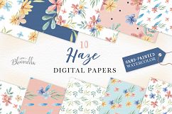 Haze Watercolor Floral Seamless Patterns Digital Papers Set Product Image 1