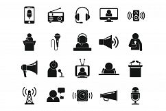 Announcer icons set, simple style Product Image 1