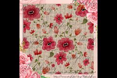 16 Flower and Burlap Digital Papers, Leaf, Floral, Natural Product Image 3