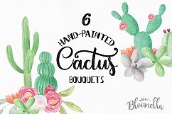 Watercolor Cactus Clipart Bouquets Arrangements Flowers Product Image 1