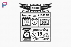 birth stats svg, birth stats template, baby stats svg Product Image 2