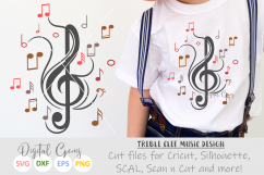 Treble clef with music notes SVG / DXF / EPS / PNG files Product Image 1