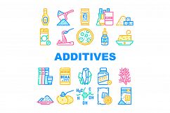 Food Additives Formula Collection Icons Set Vector Product Image 1