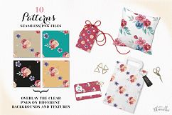Jewel Flowers Patterns Digital Papers Purple Red Wedding Floral Product Image 3