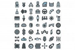Car parts icons set, outline style Product Image 1