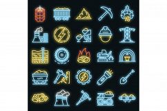 Coal industry icons set vector neon Product Image 1
