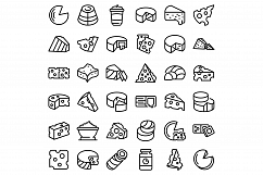 Cheese icons set, outline style Product Image 1