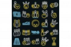 Bowling icon set vector neon Product Image 1