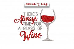 Glass of Wine sayings Embroidery Design Product Image 2