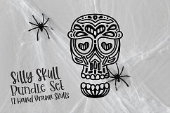 Silly Skull Bundle - 12 Hand Drawn Skulls - SVG DXF PNG Product Image 7
