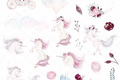 Rose Gold and Burgundy Unicorns Clipart Product Image 3