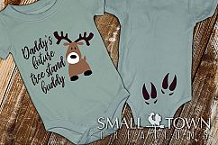 Daddy&#039;s tree stand buddy, baby hunter outfit, baby deer, SVG Product Image 1