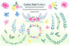 Cumbria Rabbit Family, Mum, Dad, Sisters, Watercolor Illustration  Product Image 5