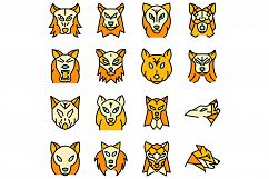 Wolf icons set vector flat Product Image 1