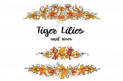 Tiger Lilies &amp; Roses - clip-art Product Image 3