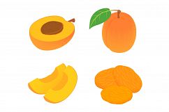 Apricot icons set, isometric style Product Image 1