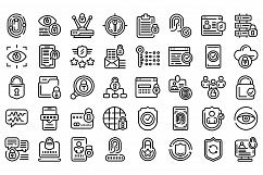 Privacy icons set, outline style Product Image 1
