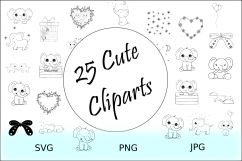 Cute Animals Collection - Elephant Clipart Outline Product Image 1