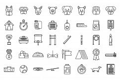 Dog handler trainer icons set, outline style Product Image 1