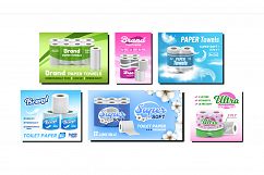 Towels And Toilet Paper Promo Posters Set Vector Product Image 1