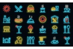 Food courts icons set vector neon Product Image 1