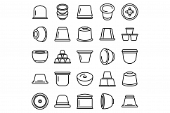 Capsule coffee icons set, outline style Product Image 1