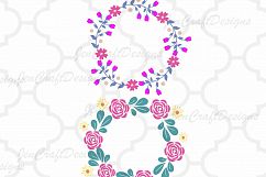 Floral SVG Flower Wreath SVG, Roses Monogram Frame SVG Product Image 4