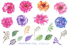 Watercolor Flowers Clipart Hand Painted Wedding Flowers Product Image 2