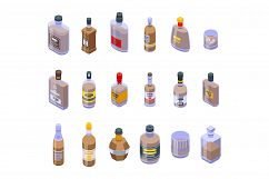 Bourbon icons set, isometric style Product Image 1